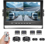 1080P tagumise vaate kaamera komplekt 4 AHD-kaameraga, 9" DVR Quad Split Monitor IP68 hinnatud &ouml;ise n&auml;gemise esi- ja tagumise vaate kaamerad 2x10m + 2x20m kaablitega, sobivad veoautodele, haagistele, haagistele