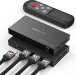 Fosmon 3-pordiline HDMI 4K l&uuml;liti koos kaugjuhtimispuldiga, 4K @ 60Hz HDCP 2.2 18Gbps, auto l&uuml;litus HDMI 2.0 l&uuml;liti 3x1 Splitter Hub, mis &uuml;hildub PS5, Xbox X|S, Apple TV, DVD, s&uuml;learvuti, monitoriga