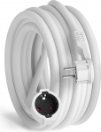 hb-digital 10 m pikenduskaabel nurgapealse lamedate pistikutega CEE 7/7 ja maanduskontaktiga CEE 7/3 - H05VV-F 3 x 1,5 mm&sup2; - IP22 - valge