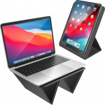 AboveTEK Portable Laptop Mat, 2-in-1 PU nahast kokkupandav MacBook Stand laua jaoks, sobib 14 ~ 17-tollise MacBook Air Pro tahvelarvuti jaoks, reguleeritav s&uuml;learvuti matt voodile, diivanile, diivanile, reisile