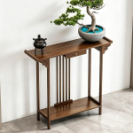 Konsolentisch Holz, Console Table mit Schublade und Fu&szlig;platte, Geeignet f&uuml;r Flur und Wohnzimmer(Brown,80x20x80CM/31x8x31IN)