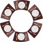 Tischset, 6er-Set, wendbare Keil-Tischsets aus Kunstleder - hitzebest&auml;ndige, abwischbare Tischsets for die Esszimmerdekoration (Gold)(Wine Red)(Wine Red)
