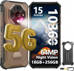 Ulefone Armor X16 Pro 5G Outdoor mobiiltelefon 2025, Android 15 Outdoor nutitelefon 10360mAh/33W, 64MP + 25MP &ouml;&ouml;vaatlus, 16GB + 256GB/SD-2TB, Dimensity 6300, 6,56-tolline Corning Glass/120Hz Mobile