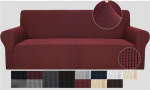 JIVINER High Stretchy Diivan Covers for 3 Pillows, Diivan, 1 Piece, Extra Large Elastic Bottom, Non-Slip Elastic Diivan Slipcover, M&ouml;&ouml;bli kaitsja lemmikloomadele (XL Diivan, Wine Red)
