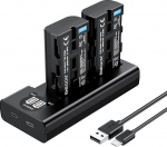 ENEGON NP-F550 asendusaku (2 tk) ja Smart LED Dual USB laadija Sony NP-F550 ja Sony NP-F970 NP-F960 NP-F950 NP-F930 NP-F980 NP-F570 NP-F750 videokaamerale.