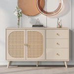 BTM S&ouml;&ouml;gituba Elutuba S&ouml;&ouml;gilaud Sahtli kapp Seisev kapi hoiukapp Telerilaud uste ja sahtlitega S&ouml;&ouml;gilaud suure hoiuruumiga Off-White Cream Laius 120 cm