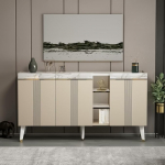 Homidea KARYA Konsool - sahtlikapp - k&uuml;ljepaneel - TV laud - 3 uksega, kaasaegne disain 150 x 81,8 x 41,8 cm (Konsool - beež/marmor)