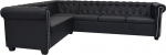 Festnight Chesterfield nurgadiivan 6-kohaline diivan Elutoa diivan Lounge diivan Diivan Faux Leather polster 260 x 205 x 73 cm Must