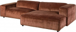 MASSIVMOEBEL24.DE Valencia Cord nurgadiivan pol&uuml;estrist, punane, 100% pol&uuml;ester, 279 x 164 x 69 cm, Ottomani paremal, retro stiilis, L-kujuline polsterdatud diivan.