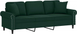 vidaXL 3-kohaline diivan, diivan dekoratiivsete padjadega, puhke diivan elutuppa, polsterdatud diivan, tugitool, l&otilde;&otilde;gastav diivan, Lounge diivan, l&otilde;&otilde;gastav diivan, tumeroheline velvet