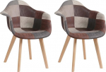 GrandCA HOME 2 s&ouml;&ouml;gitooli komplekt k&auml;etugedega, Vintage k&ouml;&ouml;gitoolid, tugitoolid, t&auml;ispuidust jalad ja Patchwork kangast iste magamistuppa, elutuppa, s&ouml;&ouml;gituppa ja k&ouml;&ouml;ki (pruun)