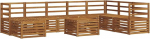 Outdoor-Sofagarnitur 9-TLG. aus massivem Akazienholz, modulares Gartenm&ouml;bel Set f&uuml;r Terrasse und Garten, Lounge-Garnitur mit Tisch, Hocker und Sofa, Natur