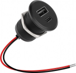 24 W 12 V USB-pesa matkaauto QC 3.0 ja PD 3.0, alumiiniumist USB-pesa auto kiirlaadija haagissuvilale, haagisele, kaubikule, veoautole, paadile (1 tk)