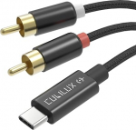 Cubilux RCA auf USB C Audio Aufnahme Kabel, RCA Eingang auf USB C Line In f&uuml;r Hi Res Aufnahme mit 96 kHz / 24 Bit, ADC Kabel f&uuml;r Kassettenspieler, Mixer und CD Player, 1,5 m, nicht zur Wiedergabe