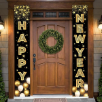 XtraLarge 72 x 12-tolline uusaasta uste kaunistused - Happy New Year Door Sign | Happy New Year Door Banner &otilde;ues v&otilde;i siseruumides, Happy New Year Decorations 2022 | Must uusaasta &otilde;htu peotarbed