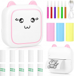 Comius Sharp Mini Printer for Smartphone, Bluetooth Thermal Printer, Smartphone Printer, Mobile Phone Printer with Label Printing Paper, Coloured Paper, Pens, Portable Pocket Printer for Android, iOS