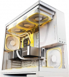 Geometric Future M5 karastatud klaasist Mid Tower, E-ATX/ATX Gaming Case, 1,2 mm teras, t&uuml;&uuml;p C, toolless paneelid, tugi 420/360 radiaator, ARGB PWM 140 m ventilaator x 5 eelpaigaldatud, valge, GEO-M5F-W