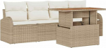 Rantry 5-teiliges Garten Sofa Set mit Kissen Beige Poly Rattan Gartenlounge Model3358255