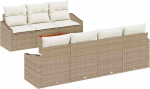 8-teiliges Garten Sofa Set mit Kissen Beige Poly Rattan Akazie Gartenlounge Model3347792