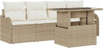 5-teiliges Garten Sofa Set mit Kissen Beige Poly Rattan, 2-Sitzer Garten Sofa mit Kissen Beige Poly Rattan Gartenlounge Model3348367