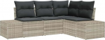 4-teiliges Garten Sofa Set mit Kissen Hellgrau Poly Rattan Gartenlounge Model3347042