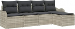 Rantry 5-teiliges Garten Sofa Set mit Kissen Hellgrau Poly Rattan, 2-Sitzer Garten Sofa mit Kissen Hellgrau Poly Rattan Gartenlounge Model3345662