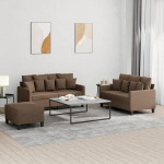 Braunes 2-Sitzer-Sofa mit Fu&szlig;hocker, 120/140 cm, Stoff & Metall, Schaumstofff&uuml;llung - Sofagarnitur Model3201659