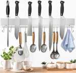 Dmore magnetiline noariba 10 konksuga, 43 cm roostevabast terasest magnetiline noahoidja eriti tugeva magnetiga, sisaldab kleeplappi ja kruvisid