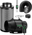 VIVOSUN kanalventilaator 150 mm v&auml;ljat&otilde;mbeventilaator 693 m&sup3;/h koos E12 kiiruse reguleerimise s&uuml;siniku filtri ja 240 cm &otilde;hukanaliga AeroZesh T6 v&auml;ljat&otilde;mbekomplekt jahutus- ja ventilatsioonis&uuml;steem kasvutelkile.