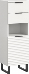 xonox.home Bathroom Riff Chest of Drawers Narrow in White Approx. 35 x 110 x 34 cm on Black Runners