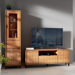 Living Room Furniture Set 2-Piece Lowboard TV Board TV Base Cabinet Showcase Cabinet Modern Oak