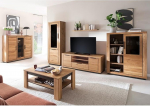 Living Room Furniture Set Partially Solid Oak 6 Pieces 1 Display Cabinet 1 Wall Shelf 1 Lowboard 2 Highboards 1 Coffee Table