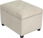 Joveco Beige Fabric Rectangular Storage Bench