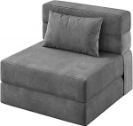 4-in-1 kokkupandav diivan ja magamistool - teisaldatav magamistool, diivan koos padjaga, linasest kangast salong elutuppa, magamistuppa, k&uuml;lalistetuppa, tumehall