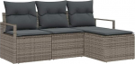 4-teiliges Garten Sofa Set mit Kissen Grau Poly Rattan, 2-Sitzer Garten Sofa mit Kissen Grau Poly Rattan Gartenlounge Model3346329