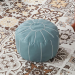Louis Donn&eacute; Unfilled Moroccan Pouf Ottoman 21" Handmade Faux Leather Footstool Round Storage Exotic Decoration for Living Room Bedroom Wedding Gifts