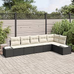 6-teiliges Garten-Sofa-Set mit Kissen aus schwarzem Poly-Rattan Gartenlounge Model3355746