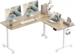 BEXEVUE L-kujuline elektriline t&ouml;&ouml;laud, reguleeritav k&otilde;rgus, 160 x 140 cm, L-kujuline seisev t&ouml;&ouml;laud 3 m&auml;lufunktsiooniga, kokkup&otilde;rke vastane tehnoloogia, vahetatav vasakule ja paremale, arvutilaud, ergonoomiline