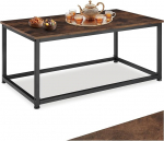 tectake kohvilaud puidust ja metallist, elutoa laud 100 x 55 x 45,5 cm, diivanilaud elutoa m&ouml;&ouml;bel, diivanilaud, kohvilaud, ruumi kaunistus, k&uuml;ljelaud - t&ouml;&ouml;stuslik tumepruun