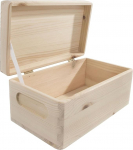 Puidust kirst kaanega ja s&ouml;&ouml;vitatud k&auml;epidemetega, 21 x 12 x 9,5 cm | &uuml;mardatud nurgad | looduslik dekoratiivne m&auml;nd k&auml;sit&ouml;&ouml;de dekupaažiks