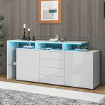 YuQozii kapp, k&uuml;ljepaneel, k&otilde;rgl&auml;ikega valge elutoa m&ouml;&ouml;bel, elutoa kapp, seisev kapp, TV kapp, elutoa seinale, Highboard, mitmeotstarbeline kapp, buffet