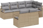 Rantry 7-teilige Garten Sofa Set mit Kissen Beige Poly Rattan Gartenlounge Model3346420