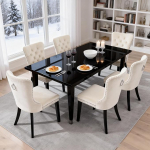 ARTETHYS Sametist s&ouml;&ouml;gitoolide komplekt, 6 tooli, pehmendusega k&ouml;&ouml;gitoolid tammepuust jalgadega, polsterdatud toolid k&auml;etoega, seljatoega s&ouml;&ouml;gituppa, elutuppa, k&ouml;&ouml;ki, kandev&otilde;ime 150 kg, beež