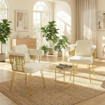 Hellove Sametist garderoobitool koos pehmendusega, 2 moodsa polsterdatud tooli komplekt koos k&auml;etoega, elegantne meigitool, kuldsed metalljalad, l&otilde;&otilde;gastav tool, klubitool, prantsuse, mugav eluasemele