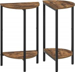 YATINEY K&uuml;ljelauad 2 poolpallidest koosnev komplekt kitsad diivanilaudad 2-korruselised &ouml;&ouml;kapid elutuppa magamistuppa Vintage pruun ja must XET07L2BR