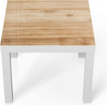 DEQORI Klaasist laud | Valge v&auml;ike 55 x 55 cm | Detailne puidust struktuurimotiiv | Ebatavaline klaasist k&uuml;ljelaud | K&otilde;rgl&auml;ikega kohvilaud elutuppa | Moodne disainiga diivanilaud