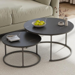 &Uuml;mmargune klaasist kohvilaud 2 pesitsuslaua komplekt koos puidust sahtliga kaasaegne aktsentlaud elutuppa (must, 23,6 tolli + 17,7 tolli)