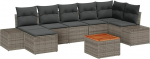 Rantry 8-teiliges Garten Sofa Set mit Kissen Grau Poly Rattan Akazie Gartenlounge Model3347986