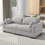 2-kohaline diivan, polsterdatud diivan Corduroy kangast, eemaldatavate padjadega ja seljatugedega, modulaarne diivan, kaasaegne diivan laiade k&auml;etugedega elutuppa/magamistuppa/korterisse (Hall 2-kohaline)