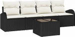 5-teiliges Garten Sofa Set mit Kissen Schwarz Poly Rattan Gartenlounge Model3345907